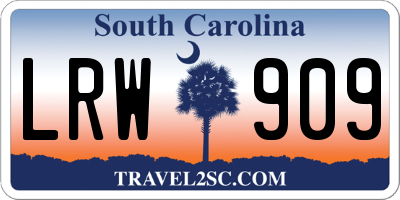 SC license plate LRW909