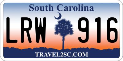 SC license plate LRW916