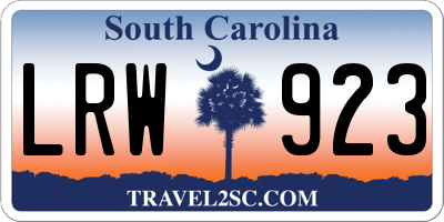 SC license plate LRW923
