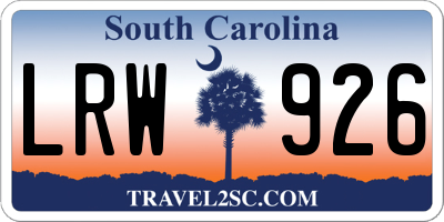 SC license plate LRW926