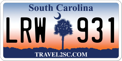 SC license plate LRW931