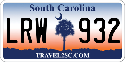 SC license plate LRW932
