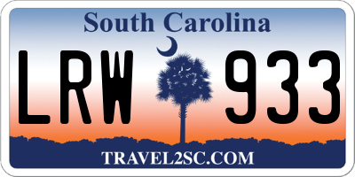 SC license plate LRW933