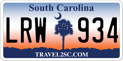 SC license plate LRW934