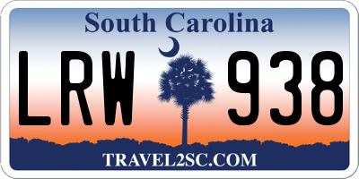 SC license plate LRW938