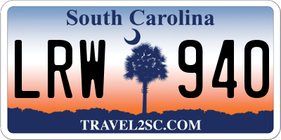 SC license plate LRW940