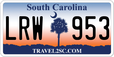 SC license plate LRW953