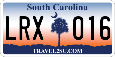 SC license plate LRX016