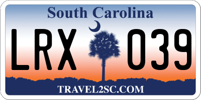 SC license plate LRX039