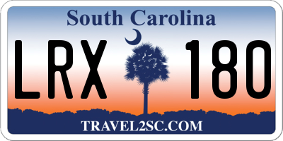 SC license plate LRX180