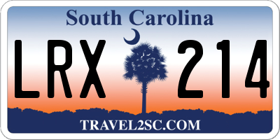 SC license plate LRX214