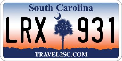 SC license plate LRX931