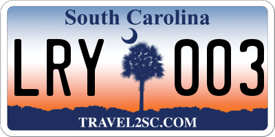 SC license plate LRY003