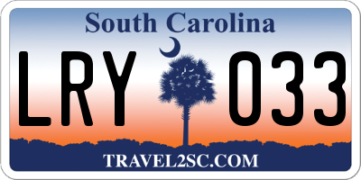 SC license plate LRY033
