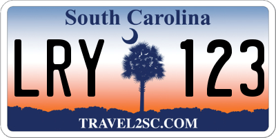 SC license plate LRY123