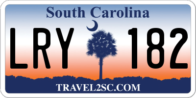 SC license plate LRY182