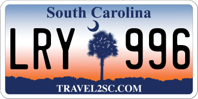 SC license plate LRY996