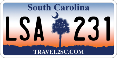 SC license plate LSA231