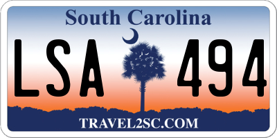 SC license plate LSA494