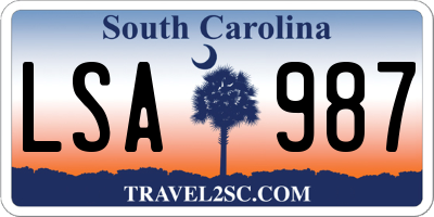 SC license plate LSA987