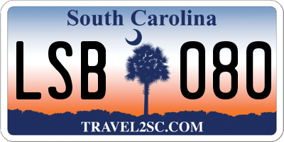 SC license plate LSB080
