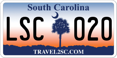 SC license plate LSC020