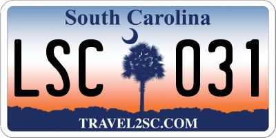SC license plate LSC031