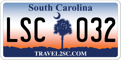 SC license plate LSC032
