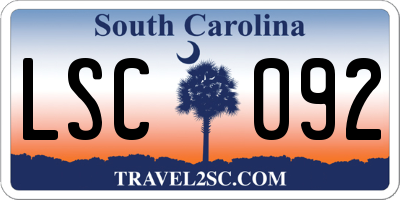 SC license plate LSC092