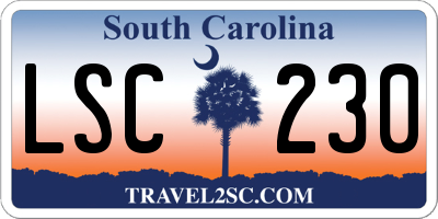SC license plate LSC230