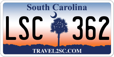 SC license plate LSC362