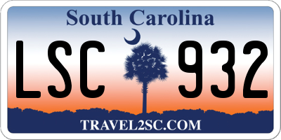 SC license plate LSC932