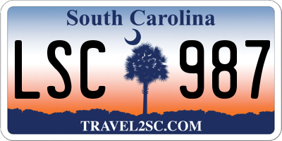 SC license plate LSC987