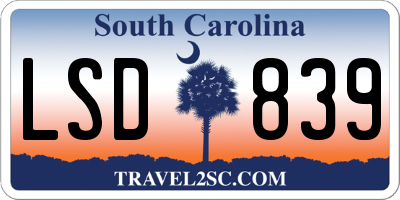 SC license plate LSD839