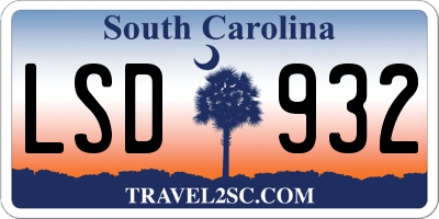 SC license plate LSD932