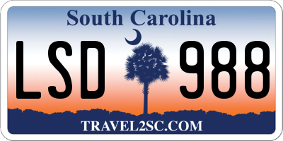 SC license plate LSD988