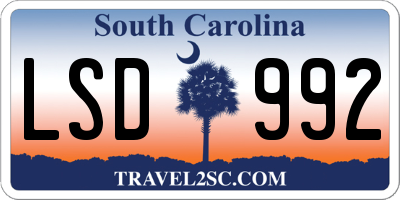 SC license plate LSD992