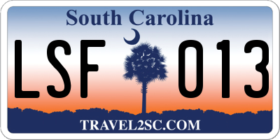 SC license plate LSF013