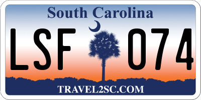 SC license plate LSF074