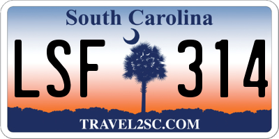 SC license plate LSF314