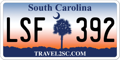 SC license plate LSF392