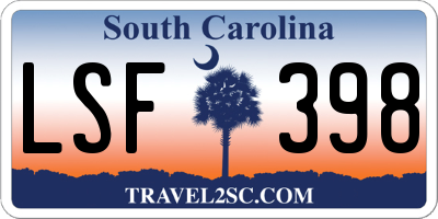 SC license plate LSF398