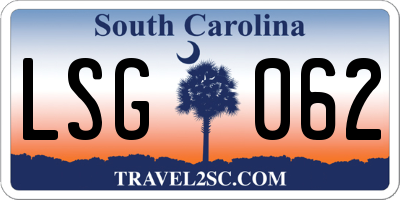 SC license plate LSG062