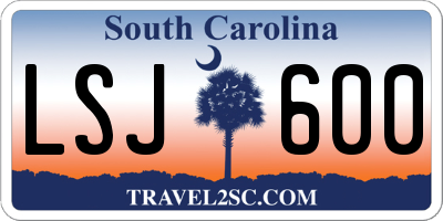 SC license plate LSJ600