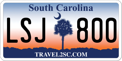 SC license plate LSJ800