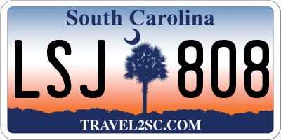 SC license plate LSJ808