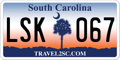SC license plate LSK067