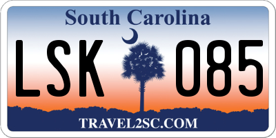 SC license plate LSK085