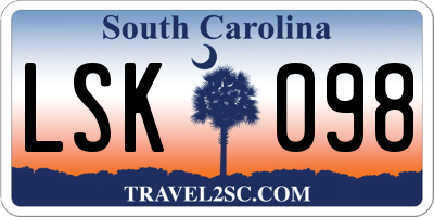 SC license plate LSK098