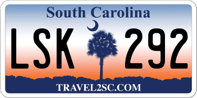 SC license plate LSK292